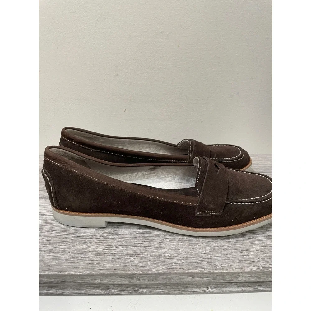 Tehama Resort Wear Womens Brown Suede Penny Loafers Size 8.5 M Made‎ in Brazil